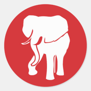 Modern White Elephant Logo choose background colou Classic Round Sticker