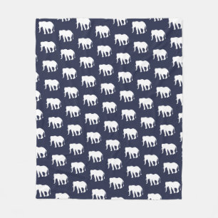 Modern White Elephant Pattern   Personalized Fleece Blanket