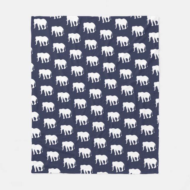 Modern White Elephant Pattern | Personalized Fleece Blanket (Front)