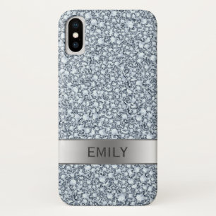 Modern White Encrusted Diamonds Glitter iPhone X Case