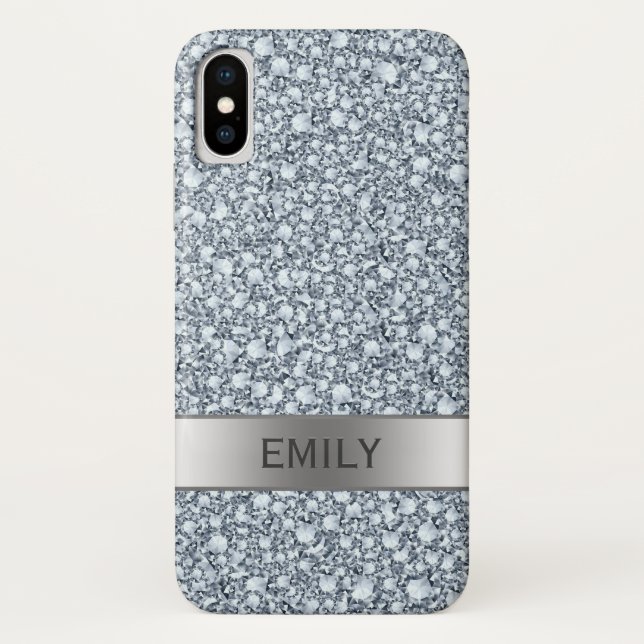 Modern White Encrusted Diamonds Glitter Case-Mate iPhone Case (Back)