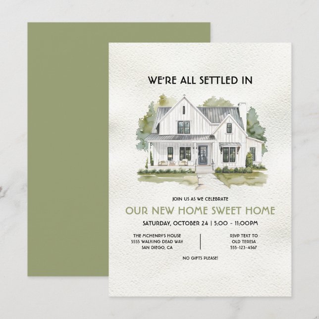 Modern White Farmhouse Housewarming Party Invitation (Front/Back)