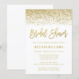 Modern White Faux Gold Glitter Bridal Shower Invitation