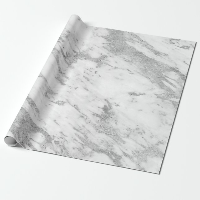 Modern White Faux Marble No 4a Wrapping Paper (Unrolled)