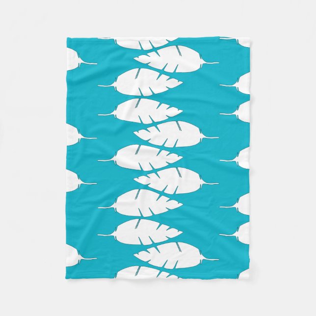 Modern White Feathers Fleece Blanket (Front)