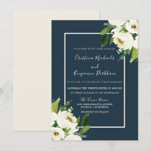 Modern White Floral Elegant Greenery Wedding Invitation