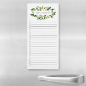 Modern White Floral Personalized Magnetic Notepad (In Situ)