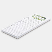 Modern White Floral Personalized Magnetic Notepad (Angled)