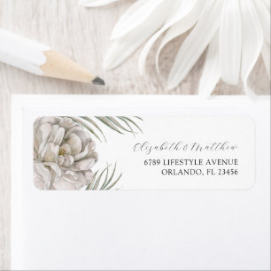 Modern White Floral Return Address Label