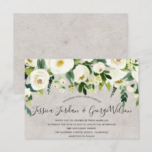 Modern White Flowers Elegant Wedding Invitation