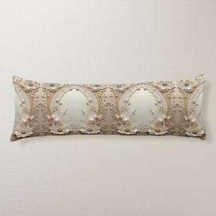 Modern White Flowers Pearls Body Pillow