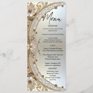 Modern White Flowers Pearls Menu