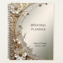 Modern White Flowers Pearls Planner