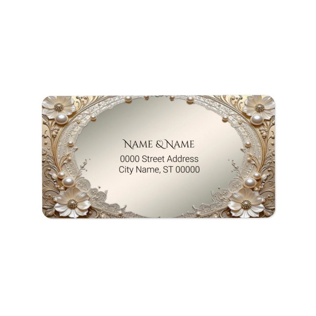 Modern White Flowers Pearls Return Address Label (Front)
