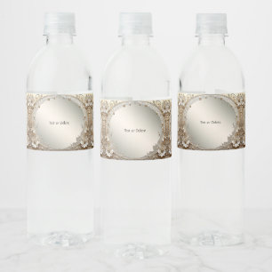 Modern White Flowers Pearls Water Bottle Label
