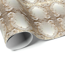 Modern White Flowers Pearls Wrapping Paper
