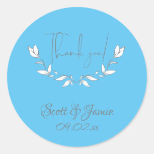 Modern White Flowers Thank You Classic Round Sticker