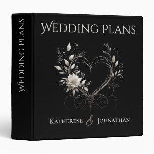 Modern White Flowers with a Heart-Wedding Plans- Binder