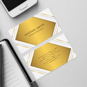 Modern White Frame With Gold Background Business Card