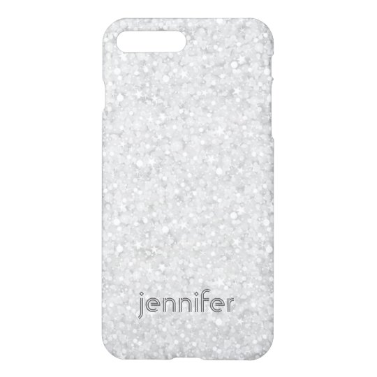 Modern White Glitter & Sparkles Pattern iPhone 7 Plus Case
