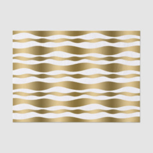Modern White & Gold Abstract Zebra Stripes Tissue Paper