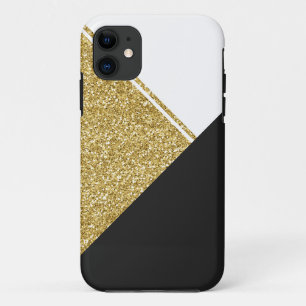 Modern White Gold Black triangle iPhone 11 Case