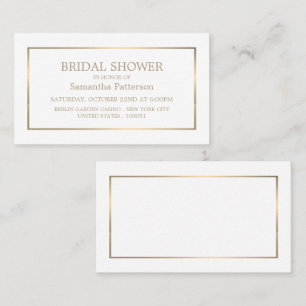 Modern White & Gold Bridal Shower Ticket Invite