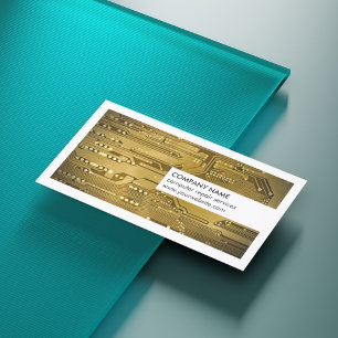 Modern White Gold Circuit Board Computer Repair Business Card