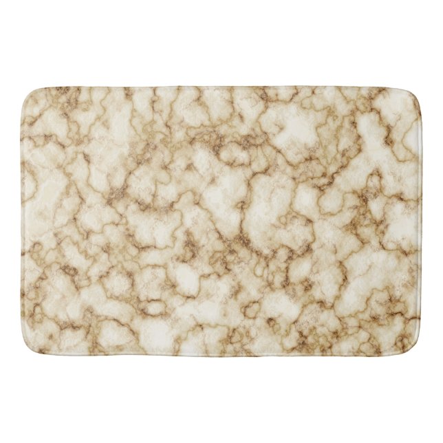 Modern White Gold Faux Marble Bath Mat (Front)