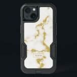 Modern white & gold faux marble<br><div class="desc">Minimalistic modern slick trendy design. Image of white and gold faux marble with customizable monogram.</div>