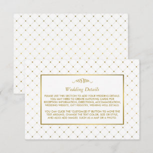 Modern White & Gold Foil Effect Wedding Details Enclosure Card