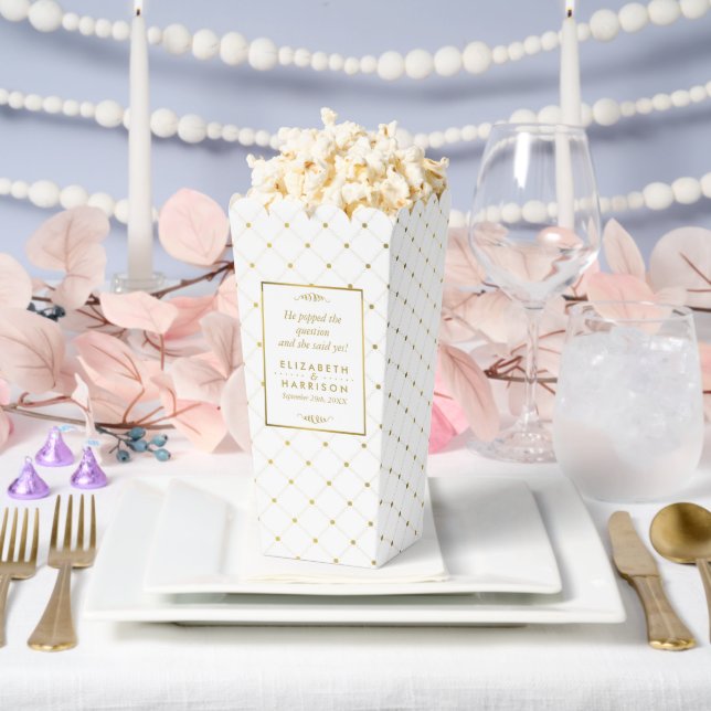 Modern White & Gold Foil Effect Wedding Favor Box (Wedding)