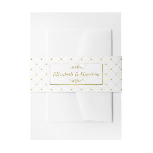 Modern White & Gold Foil Effect Wedding Invitation Belly Band