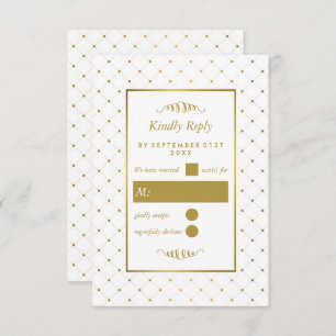 Modern White & Gold Foil Effect Wedding RSVP Card