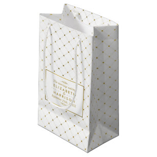 Modern White & Gold Foil Effect Wedding Small Gift Bag