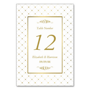 Modern White & Gold Foil Effect Wedding Table Number