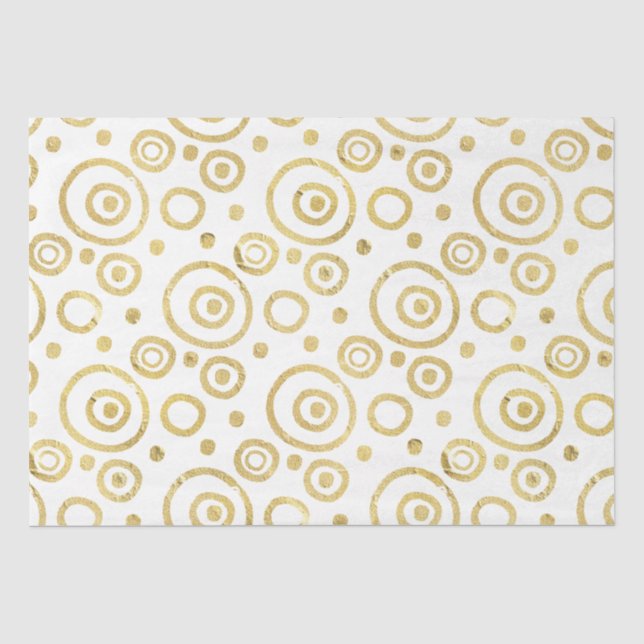 Modern White & Gold Glitter Hand Drawn Circle Tissue Paper (Front)