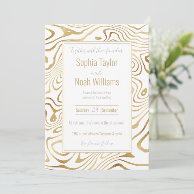 Modern White Gold Marble Abstract (Standing Front)