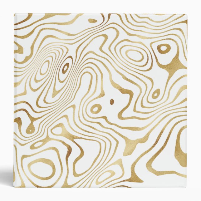 Modern White Gold Marble Abstract Binder (Front)