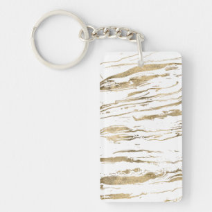 Modern White Gold marble Abstract Keychain