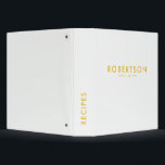 Modern White Gold Minimalist Family Recipes Binder<br><div class="desc">Modern White Gold Minimalist Family Recipes Binder</div>