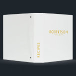 Modern White Gold Minimalist Family Recipes Binder<br><div class="desc">Modern White Gold Minimalist Family Recipes Binder</div>