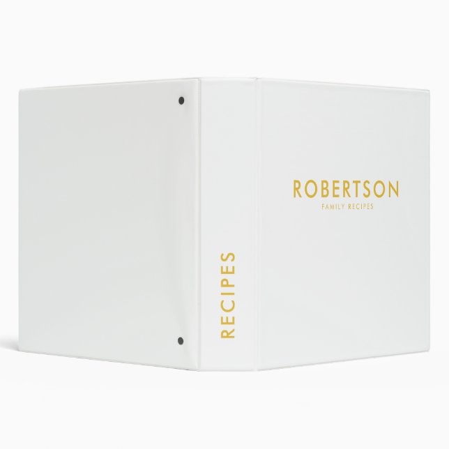 Modern White Gold Minimalist Family Recipes Binder (Background)