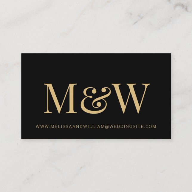 Modern White Gold Monogram Wedding Website Enclosure Card (Front)