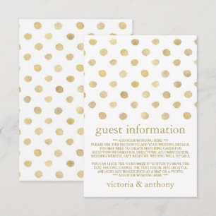 Modern White & Gold Polka Dots Wedding Detail Enclosure Card