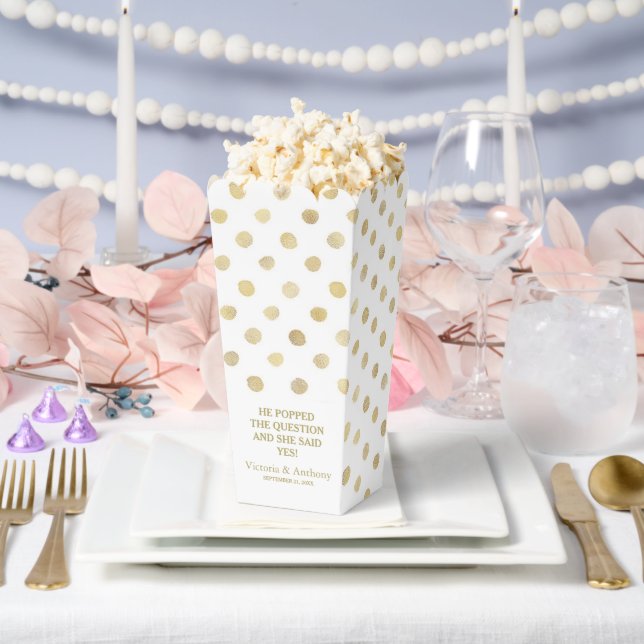 Modern White & Gold Polka Dots Wedding Favor Box (Wedding)