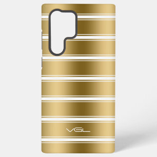 Modern White & Gold Stripes Pattern Samsung Galaxy Case