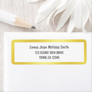 Modern White Golden Gradient Frame Return Address 