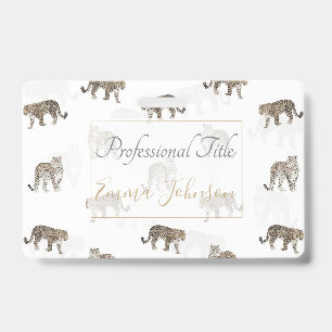 Modern White Golden Leopard Jungle Animals Badge