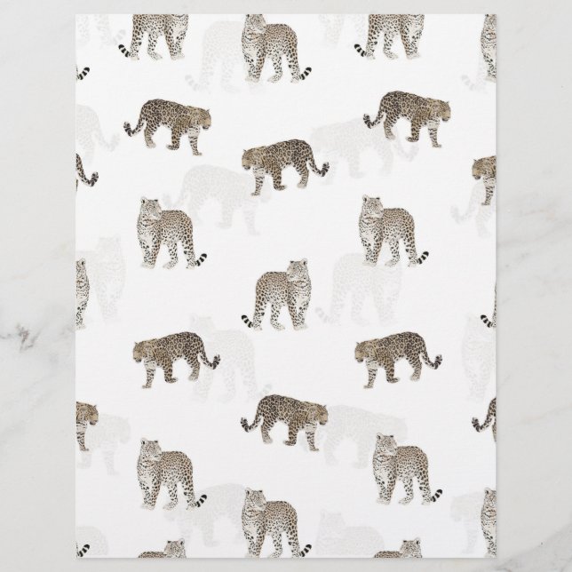 Modern White Golden Leopard Jungle Animals Letterhead (Front)